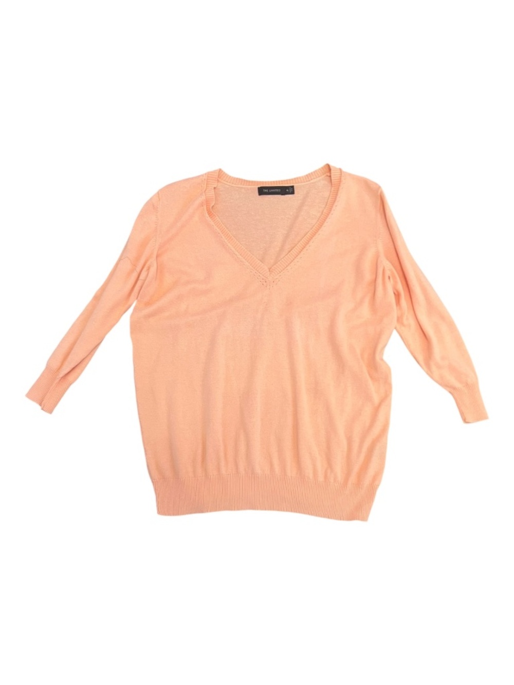 The Limited Peach Lightweight V-Neck Sweater XL 3/4 Sleeve EUC